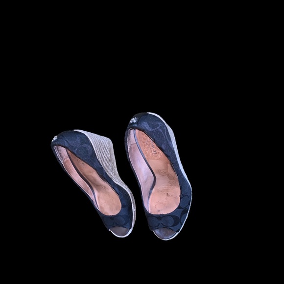 Coach Monogram Black Y2K  Wedge Heels, Size 7B - Picture 9 of 16